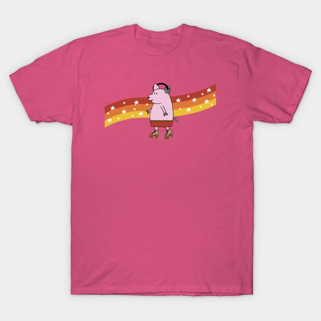 Retro Roller Skating Pig T-Shirt by Coconut Moe Illustrations